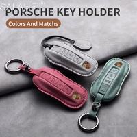 Leather Car Key Cover Case Shell Bag For Porsche Panamera Carman Macann Bobst Cayenne 911 981 991 970 996 Keychain Accessories