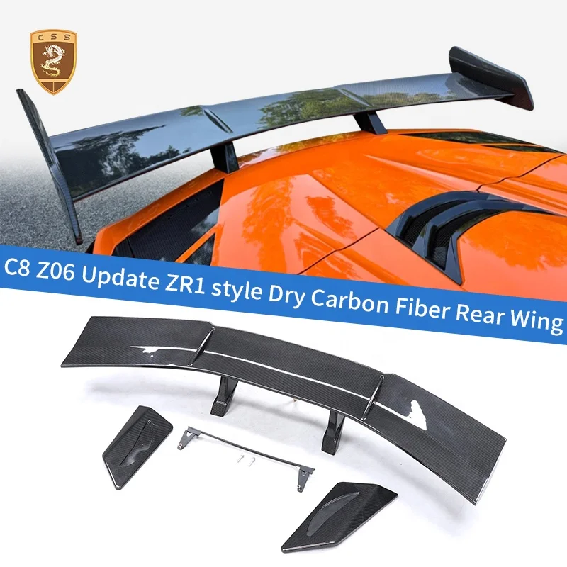 For Chevrolet Corvette C8 Coupe Convertible Upgrade to ZR1 Style Dry Carbon Rear Wing Spoiler