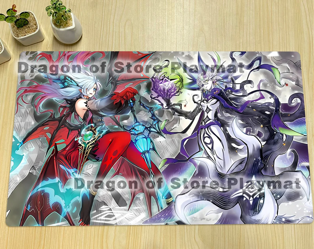 

YuGiOh Diabell, Queen of The White Forest Mat Rciela, Sinister Soul TCG CCG Playmat Trading Card Game Mat Rubber Mousepad & Bag
