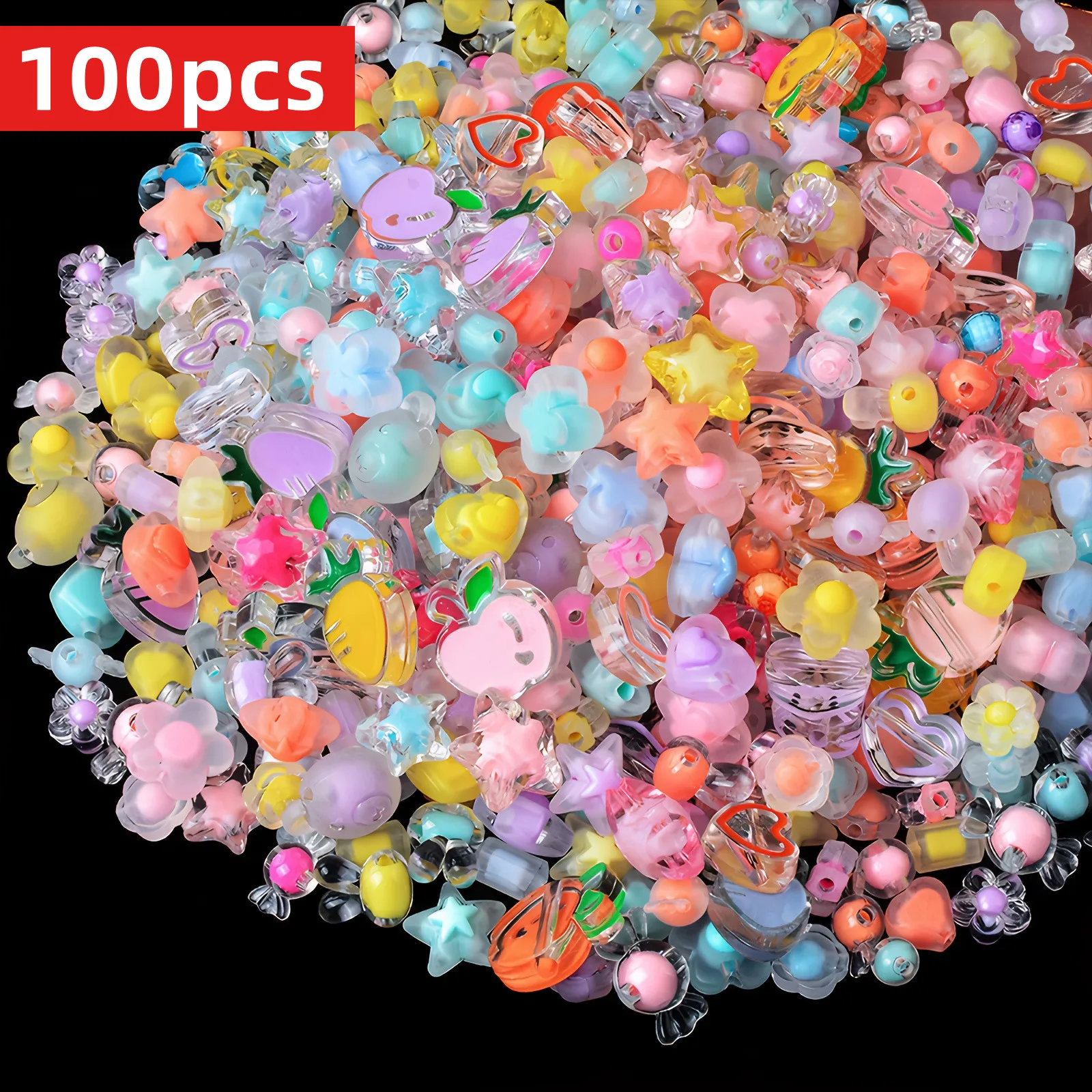100pcs 8-20mm Vibrant Mixed Color Transparent Acrylic Beads - Ideal for Jewelry Making, DIY Versatile Accessories for Crafting image 3