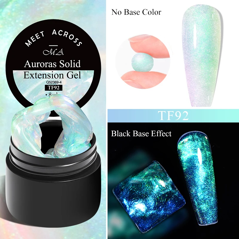 MEET ACROSS 8ml Aurora Sólido Antiaderente Extensão de Mão Gel Unha Polonês Verde Pueple Rosa Estender Verniz Gel de Arte de Unhas de Longa Duração