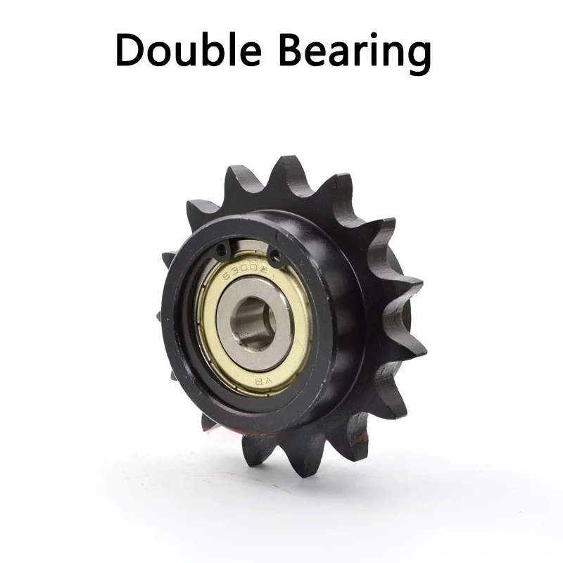 13T-19T 08B Sprocket with Bearing 13 15 17 19 Teeth Idler Sprocket Drive Chain Gear Bore 10 12 15 17 20mm 45# Steel Blacken 1pc