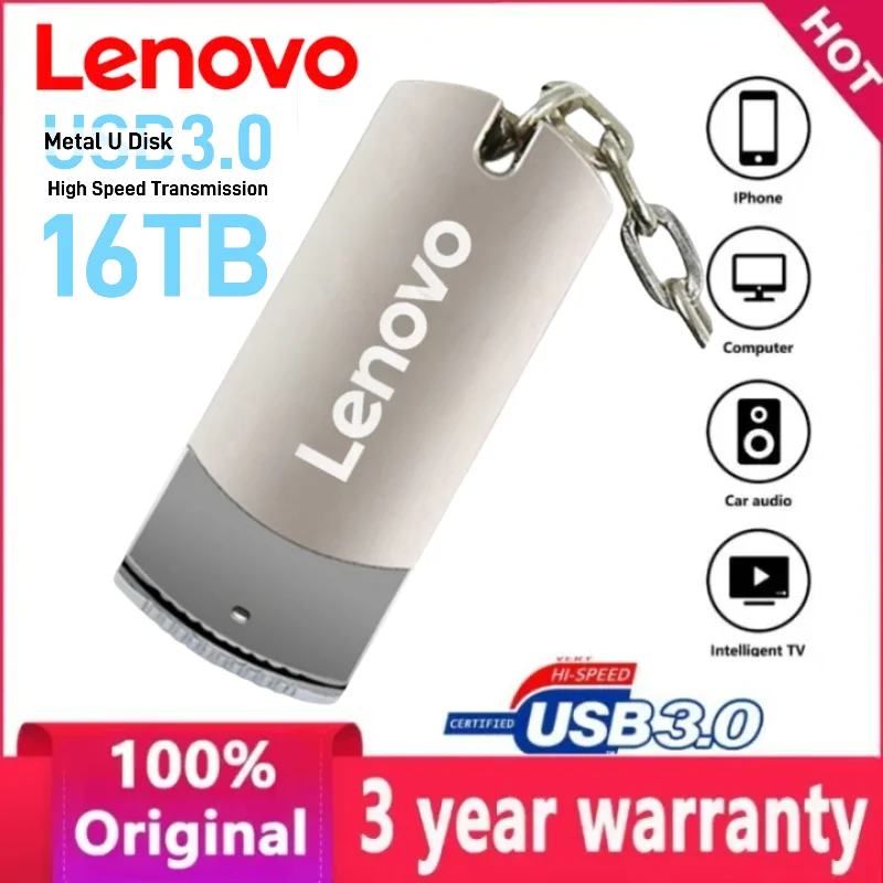 

Lenovo 16TB 8TB USB 3.0 Pen Drive 2TB 1TB Высокоскоростной U-диск Металлический Pendrive USB Flash Drives 128GB Memoria USB Stick