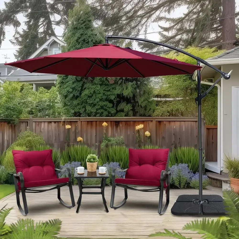 10' Outdoor Patio Umbrella with Hanging Base, Perfect for Balcony or Garden Terrace