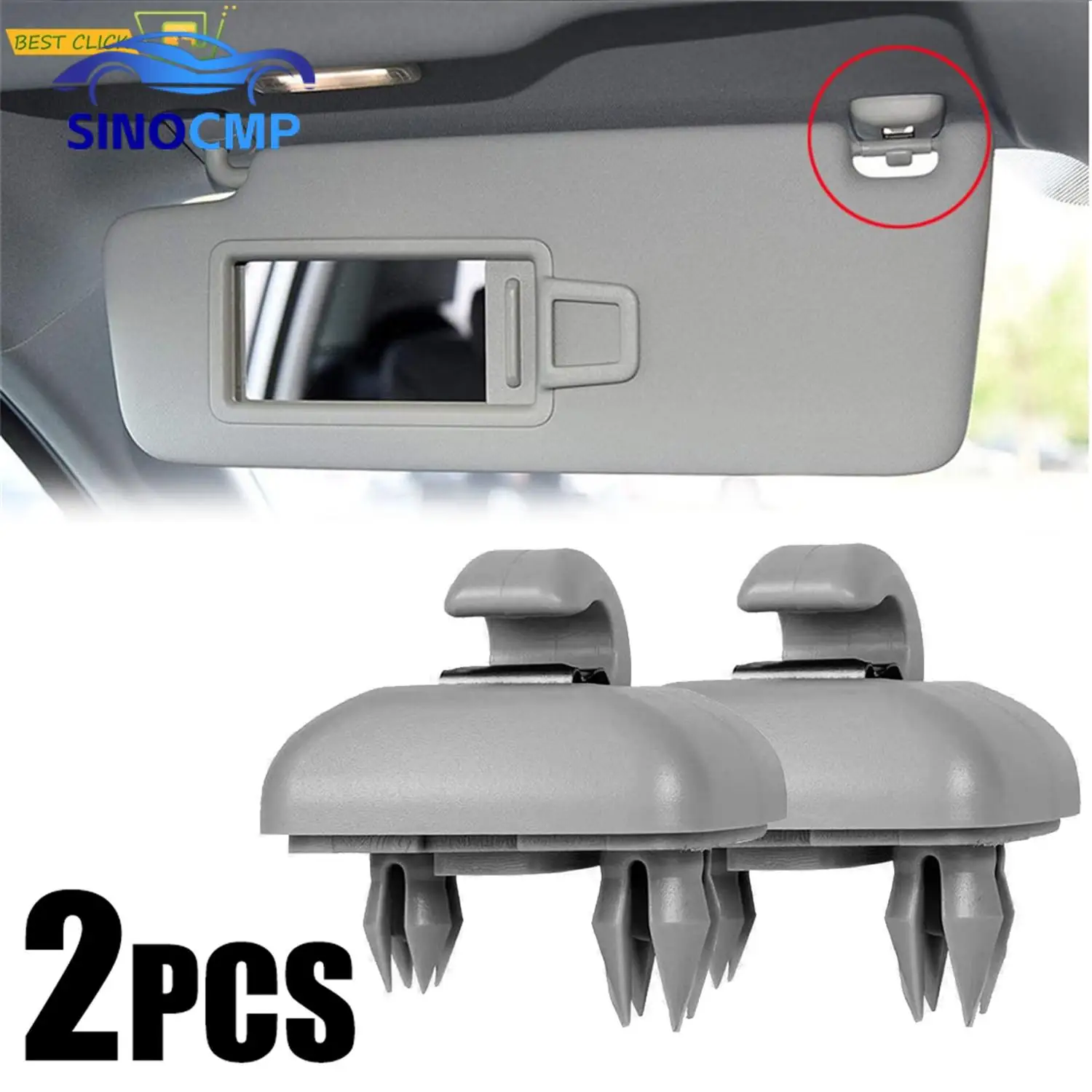 2PCS Gray Sun Visor Clip 8U0857562A For Audi A1 A3 A4 A5 Q3 Q5 S3 S4 S5 TT High Quality Car Interior Accessories