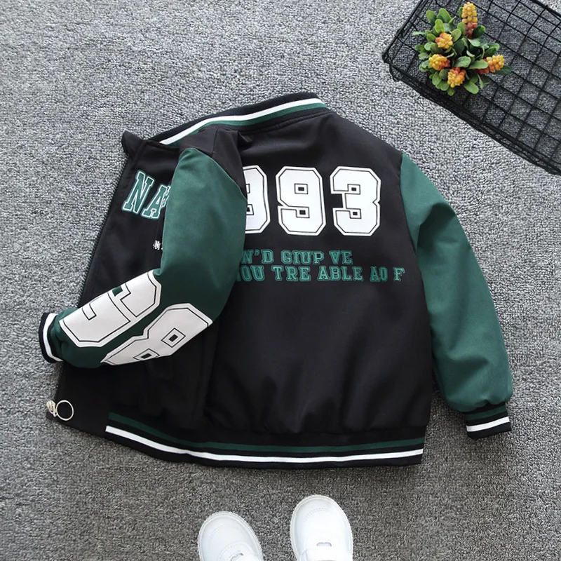 2-12Year Spring Autumn Baby Boys Jacket Letters Pattern Kids baseball uniform Coats For Children Outerwear Teenage Clothing