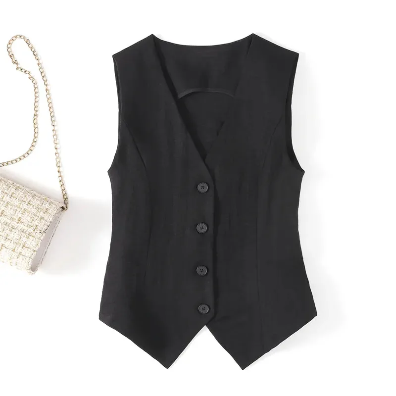 Women's Vest Coat 2026 Summer High-end Slim Sleeveless Ladies Suit Vest V-neck Temperament Be All-match Lady Horse Clip