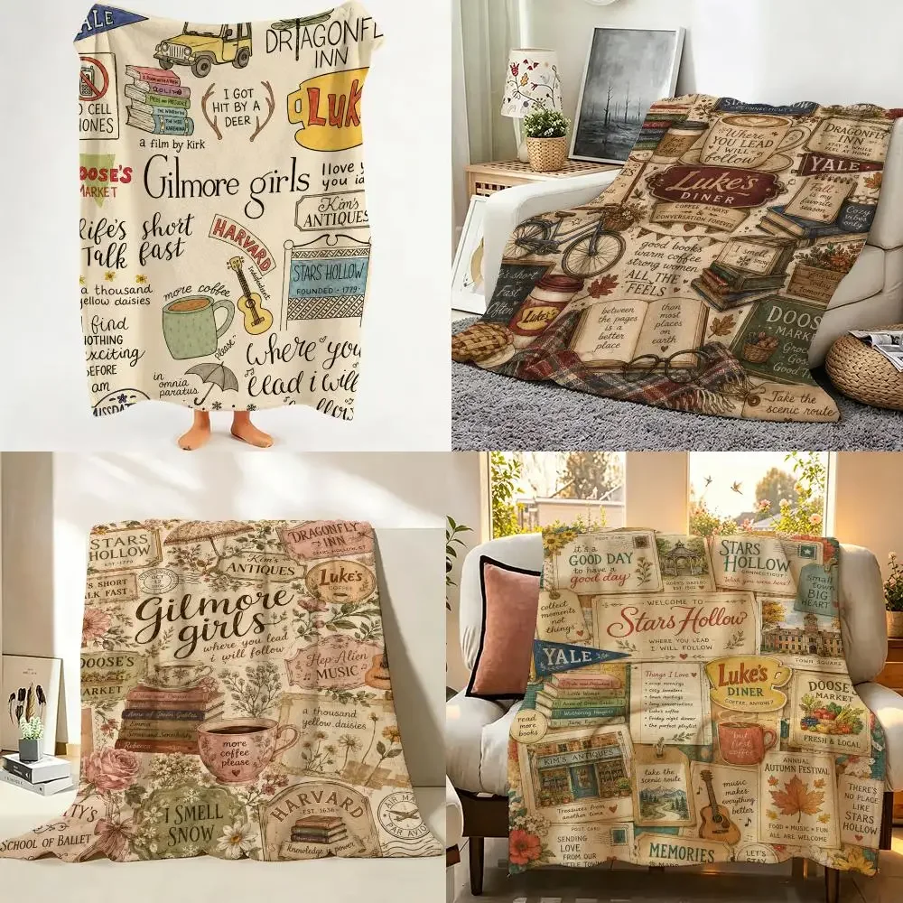 Cozy Gilmore Girls Theme Vintage Throw Flannel Throw Blanket Suitable warm for Sofa、Living Room、Bedroom soft