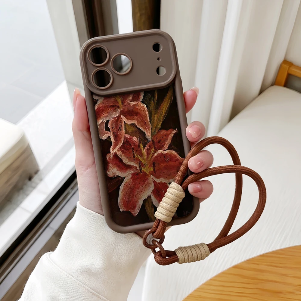 Künstlerische rote Lilien-Handyhülle mit Lanyard für Samsung Galaxy Note 20 S25 S26 Plus S24 S23 FE S25 S24 Ultra A57 A07 5G Silikonhülle – Detail 6