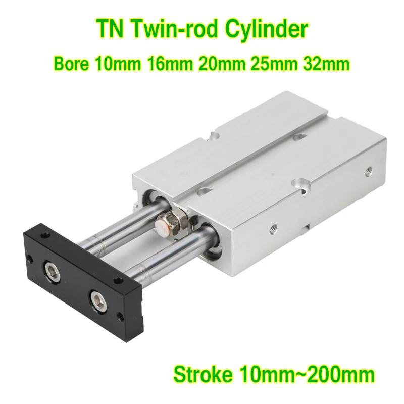 TN Series Pneumatic Cylinder Double Rod Double Shaft Airtac Type Bore 10 16 20 25 32 mm Stroke 10/20/30/40/50/60/70/75/80/90/100