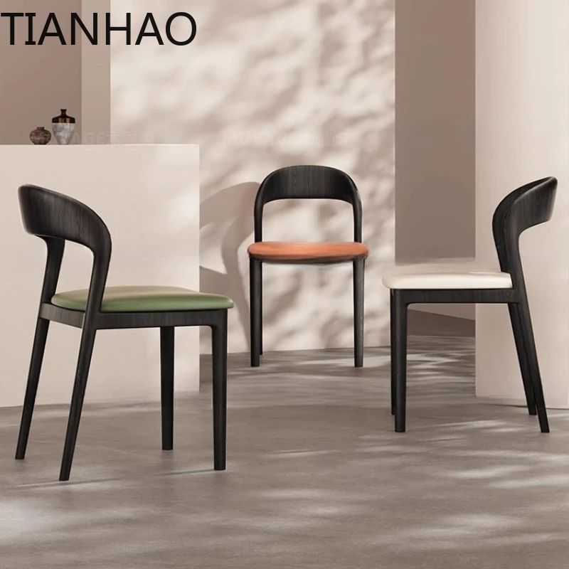 Nordic Wooden Dining Chairs Living Room Accent Minimalist Single Person Events Design Elegant Sedia Da Pranzo Kitchen Furniture