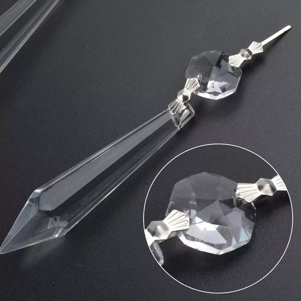 8pcs Chandelier Icicle Prisms Hanging Pendant Light Icicle Prism Replacement Part Suitable for Lighting Fixtures for Lamp Decor