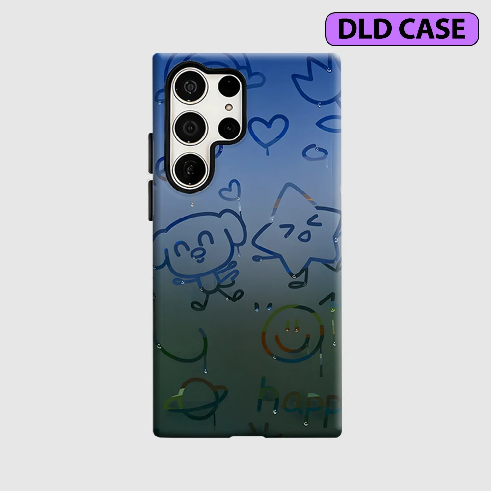 Window Doodle Phone Case for Samsung Galaxy S26 S25 Ultra S24 S23 Ultra Plus Shockproof Double Layer Tough Back Cover