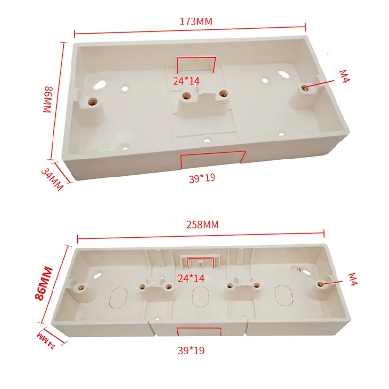86 Type Bottom Box For Switch Socket Exposed PVC Wire Slot Thickened Flame-retardant Wire Junction Box