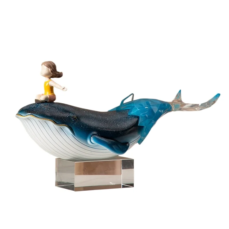 For Modern Light Luxury Decorations Home Art Resin Whale Ornament