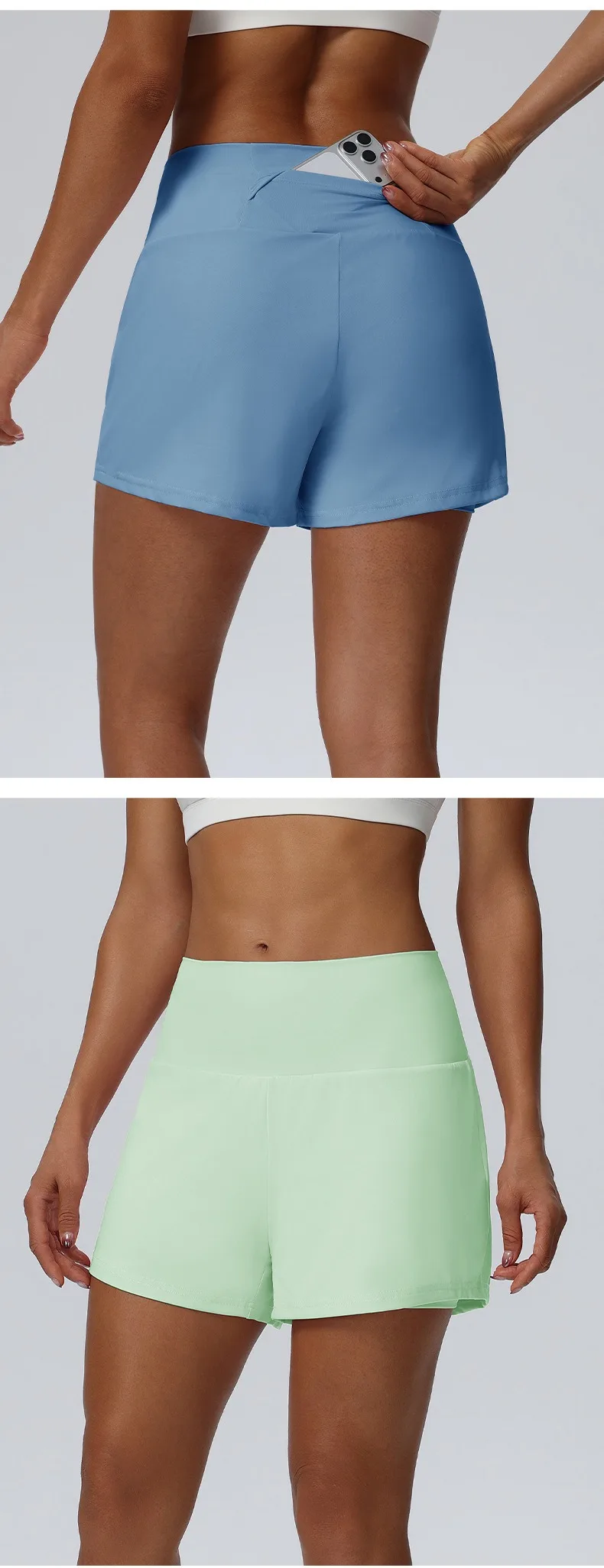 Women's Summer Loose Running Shorts 2-in-1Quick Dry Athletic Yoga Gym Shorts with Pockets Yoga Fitness Sports Shorts