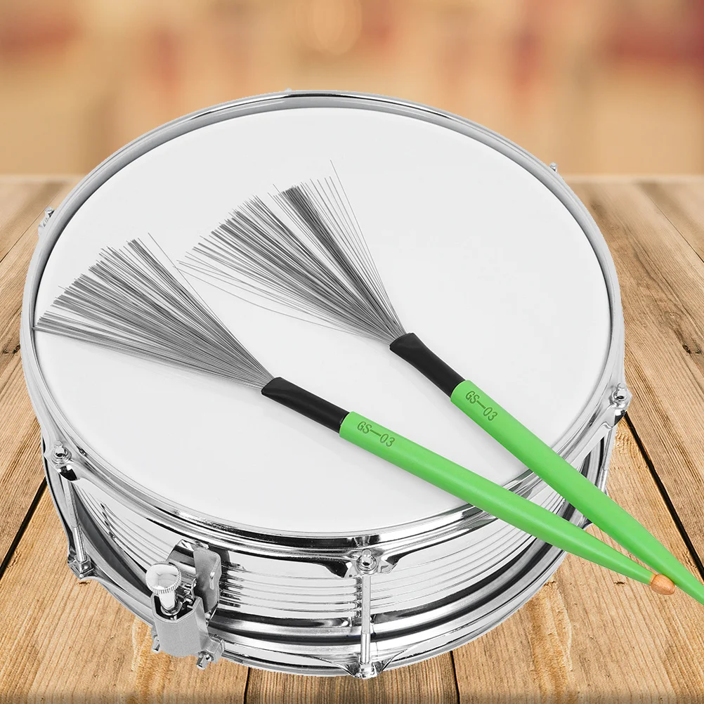 1 Pasang Sikat Kawat Baja Karbon dengan Gagang Kayu untuk Set Drum Jazz, Aksesori Instrumen Perkusi, Perlengkapan Instrumen, Sapu Drum