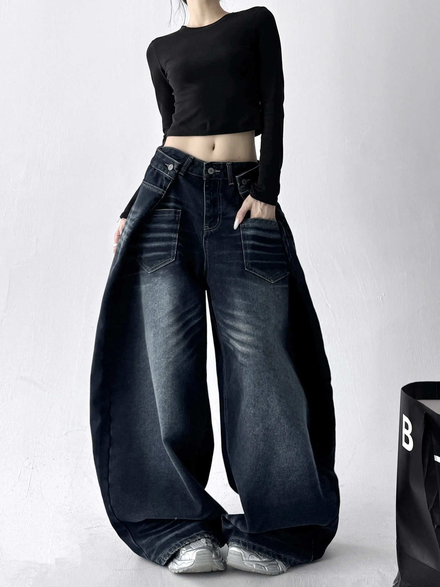 

Original Design Wide Leg Jeans Women's Faionable High Street Sle Autumn Winter New Arrival Slimming Versatile Cotton Denim