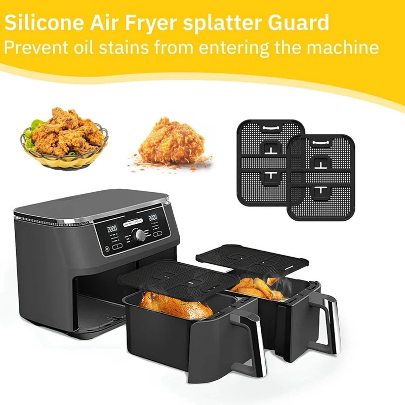 2Pcs Hot Air Fryer Splash Guard For Ninja Foodi AF400EU / AF451EU, Reusable Splash Guard Airfryer Accessories