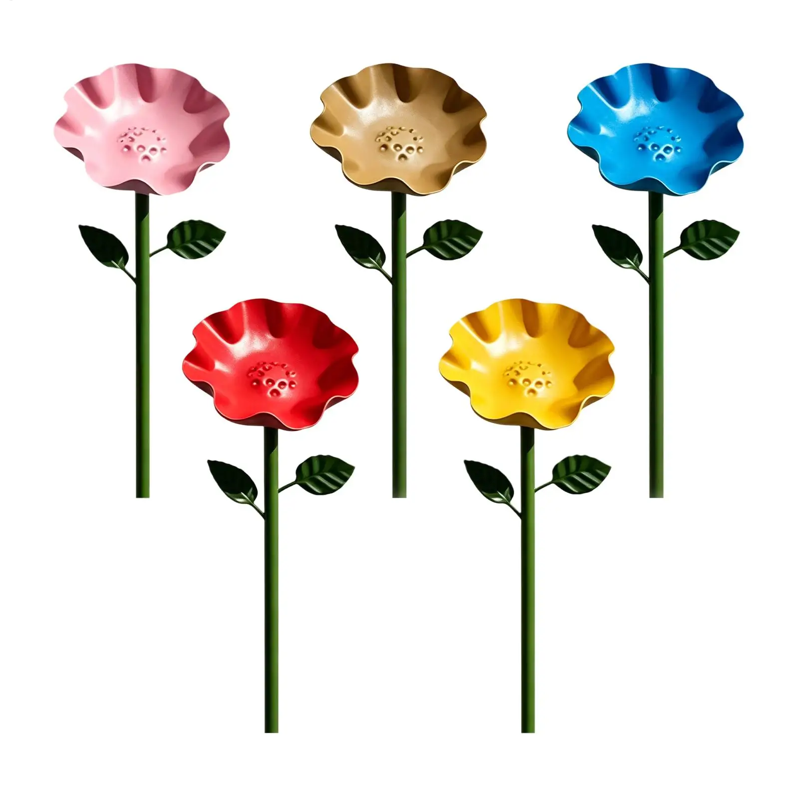 Bee Cup For Garden 5 Pieces Decorative Metal Flower Bee Watering Stations Butterfly Cups For Outdoor Porch Balcony Deck Patio
