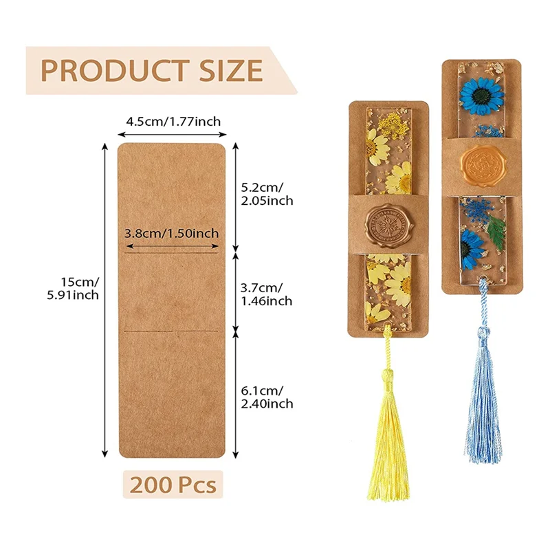 A13E-200 Pcs Bookmark Sleeves Resin Bookmark Holder For Bookmark Wrapping Gift Decoration