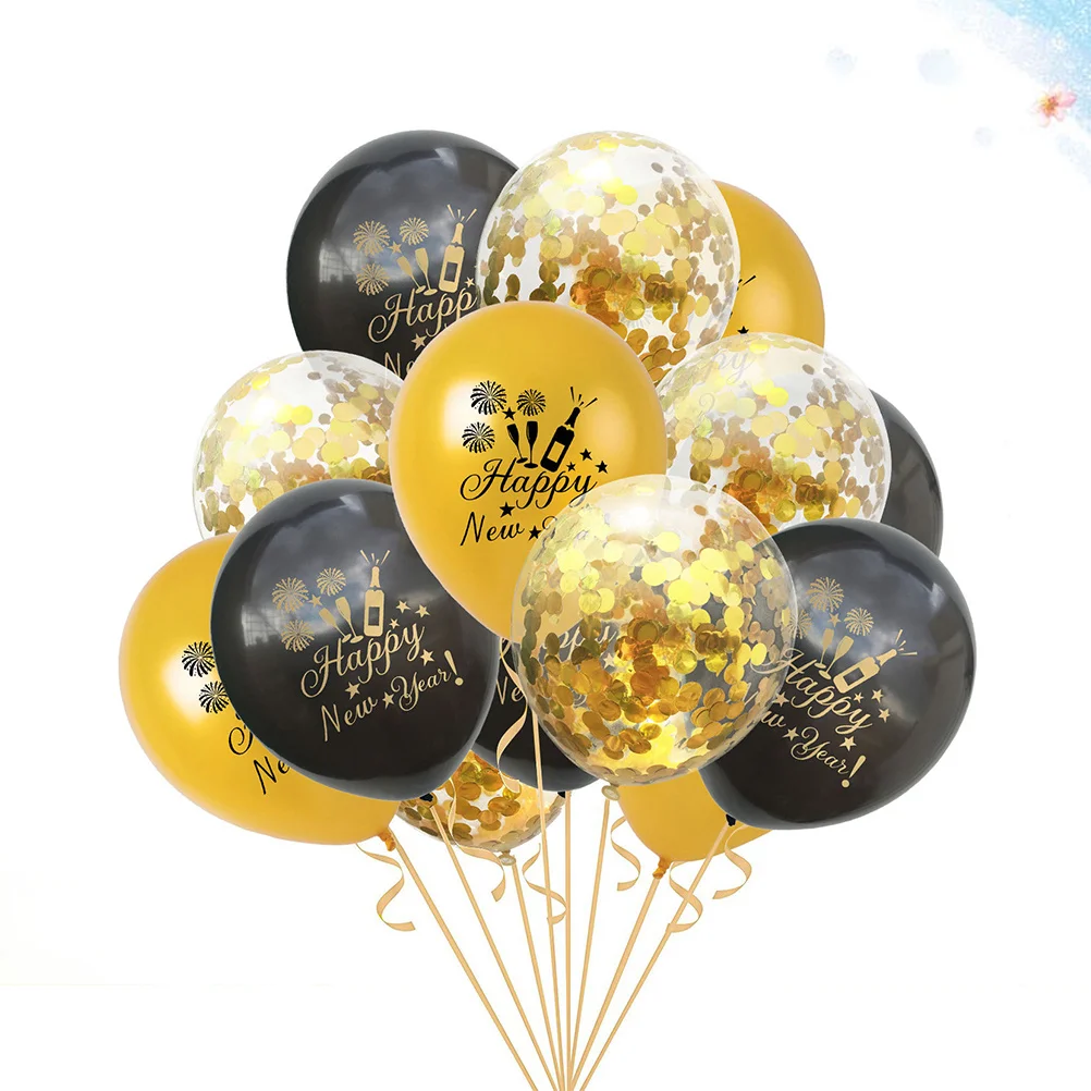 

15Pcs New Year Decor Balloon Set Premium Latex Happy Number Design Party Decoration Supplies for Celebration Festive Events