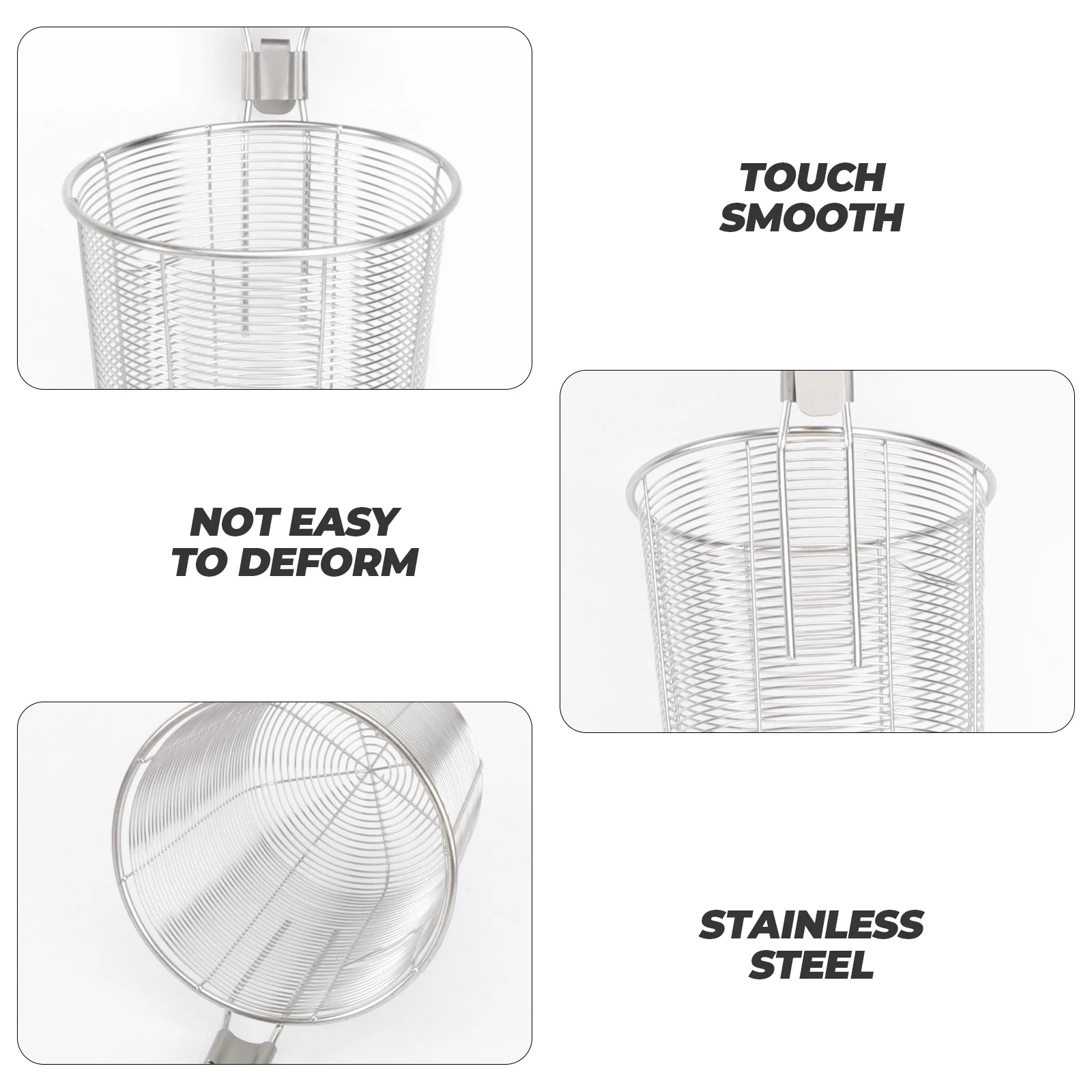 

Fast Draining Stainless Steel Strainer Basket Wooden Handle Wire Mesh Food Skimmer Kitchen Sieve Pasta Dumpling Noodle Strainer