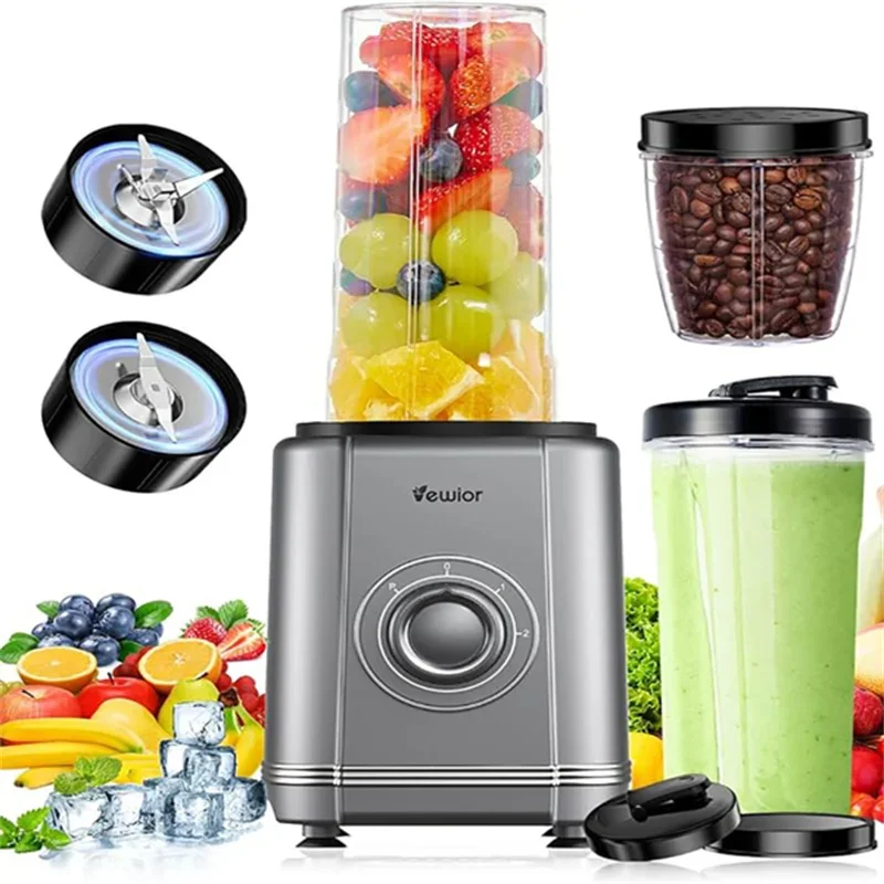 1200W Blender for Shakes and Smoothies, Personal Blender with 6 Blades, 22 oz BPA-Free Cups - 3 Controls