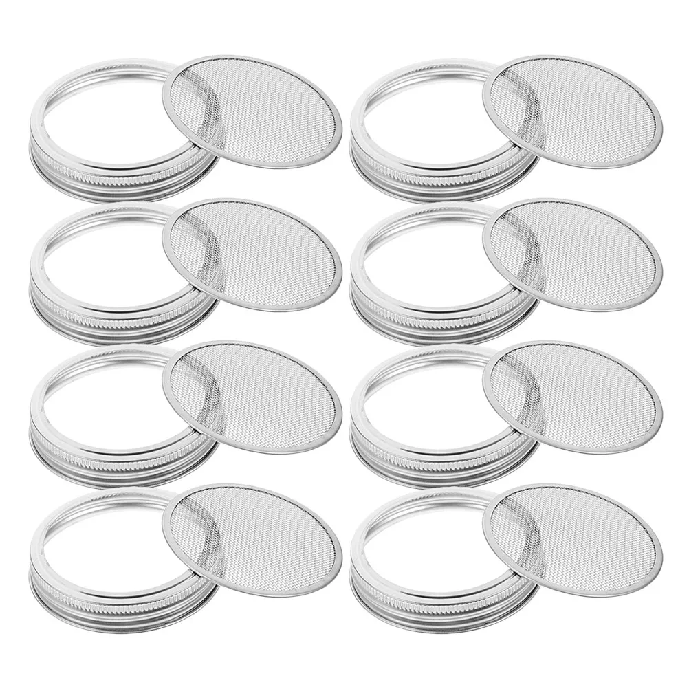 

8 шт. крышек из нержавеющей стали для проращивания семян, 86 мм, подходят для банок с широким горлом, многоразовые сетчатые крышки для контроля влажности при проращивании ростков