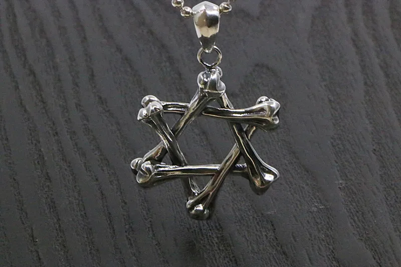 925 sterling silver hip-hop personality men's six pointed star pendant super large fashionable retro exaggerated Thai silver pun