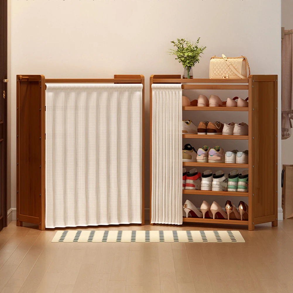 

6-Tier Simple Shoes Cabinet Dustproof Racks Wooden Cabinet Organizer Storage Shelves for Entryway Living Room Hallway Doorway
