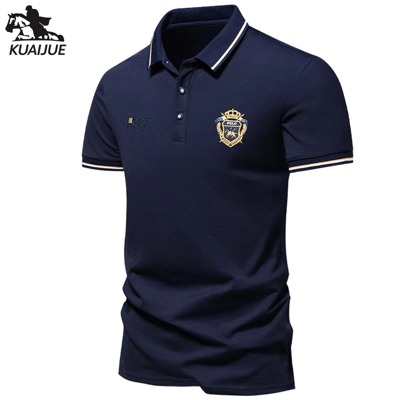 Men's high quality summer new lapel men's short sleeve polo shirt fringe embroidery business casual men's polo shirt M-4XL 903