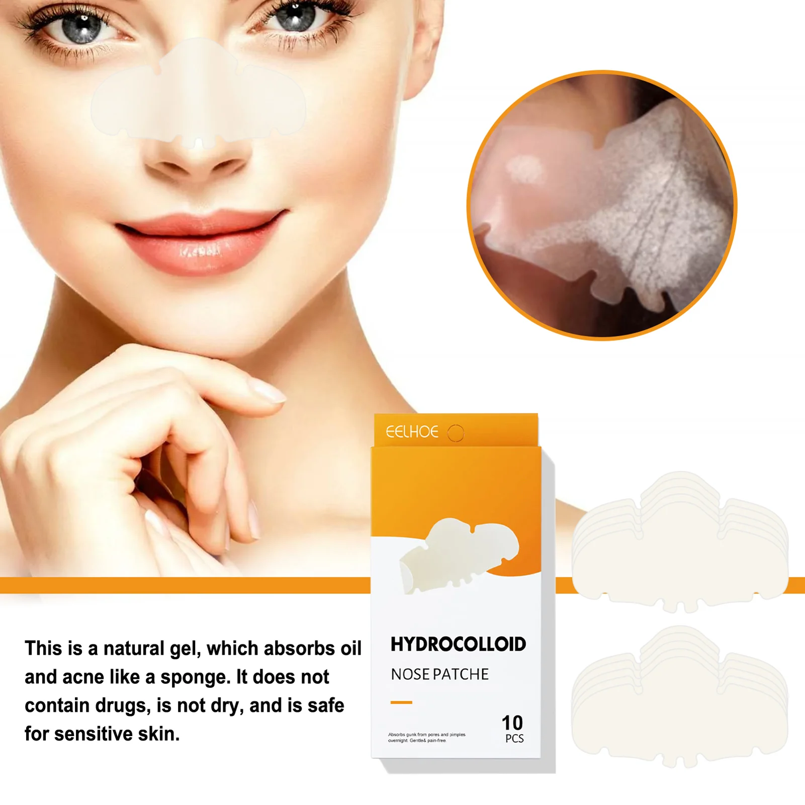 Hydrocolloid Pore Patch Nose Patch Cleans Pores To Remove Blackheads And Ac-ne Patches For Nose Pores Pimples Zits And Oil