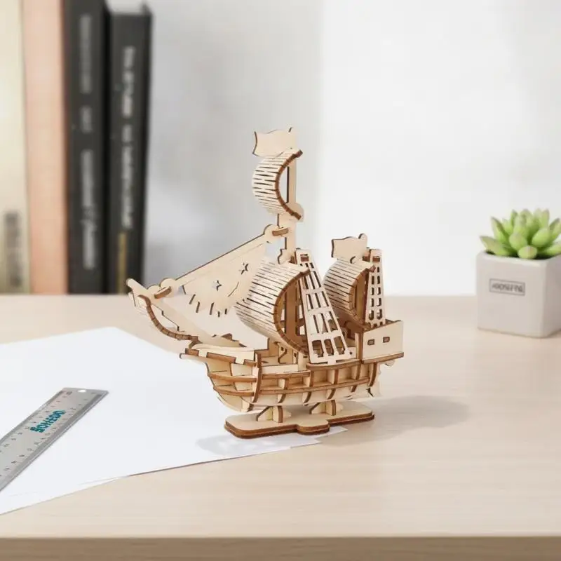 Wooden 3D Gotheborg Sailing Ship Puzzle DIY Handmade Craft Educational Ornament for Home Office Desktop Decor Kids Creative Gift