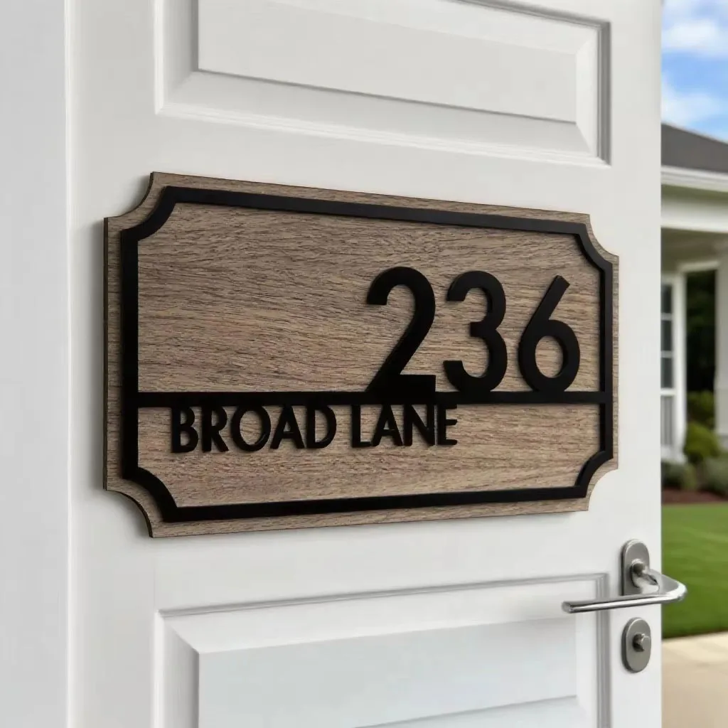 رقم منزل شخصي أكريليك + أرقام منزل خشبية للغرفة/المكتب/الشقق/رقم باب الفندق ديكور لوحة العنوان