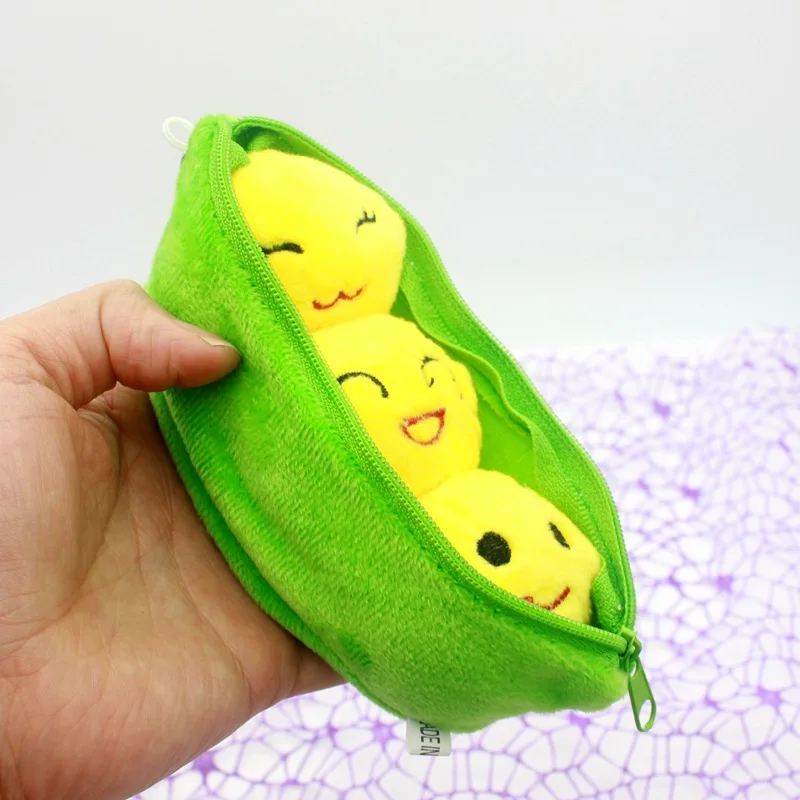 Pea Pod Plush Toy Cute Bean Pea Shape Keychain Pendant Creative Holiday Gift Can Be Cleaned Disassembled Filled Plant Doll