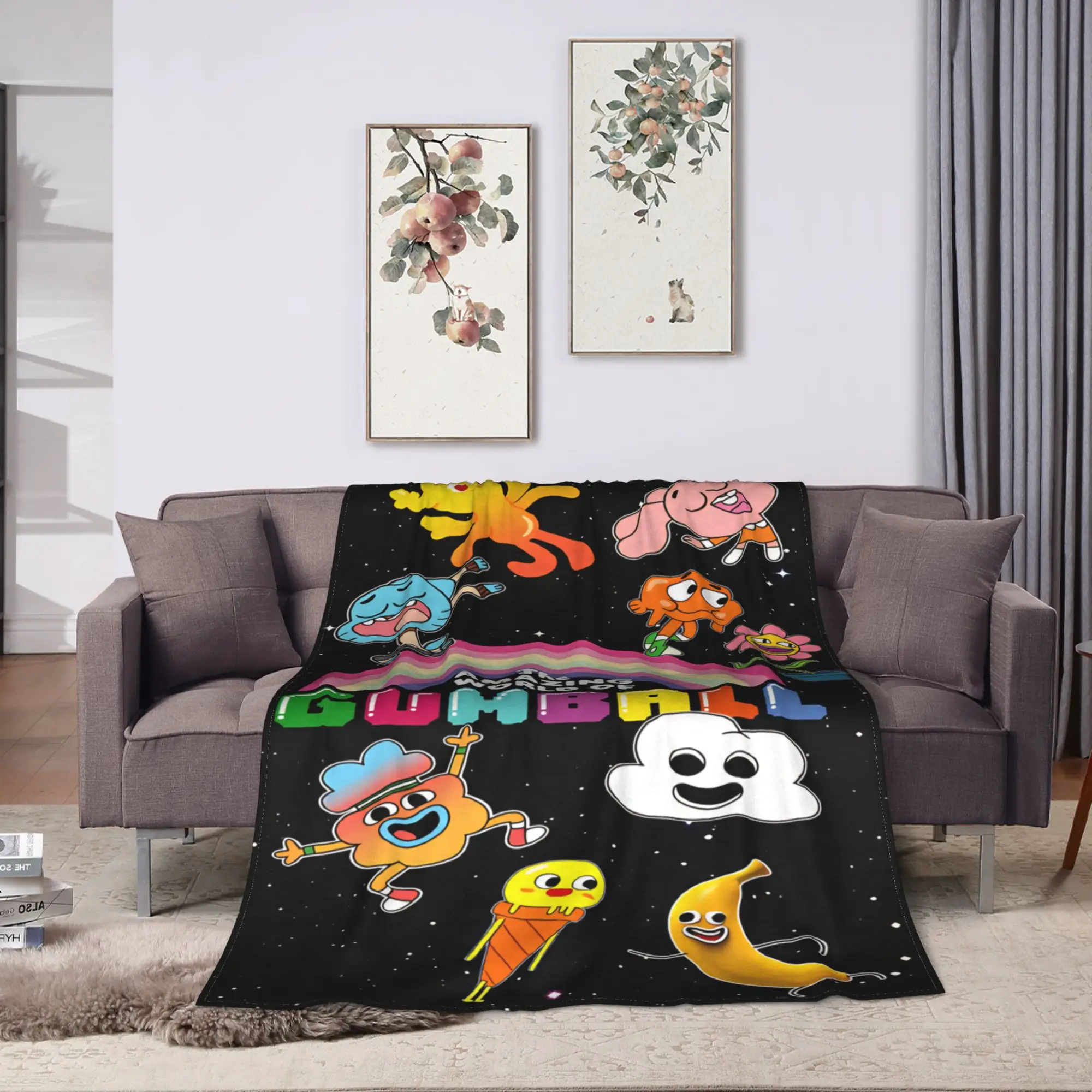 The Amazing World Of Gumball  Flannel Blanket  Super Warm Bedding Throws for Bedroom Picnic Pattern Bedspread Sofa Bed Cover
