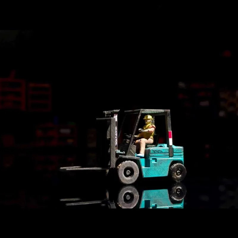 Chariot élévateur mécanique en résine 3D fait à la main 1:64, modèle de voiture, véhicule de Garage, accessoire de scène de bricolage, affichage de Collection d'atelier d'entretien