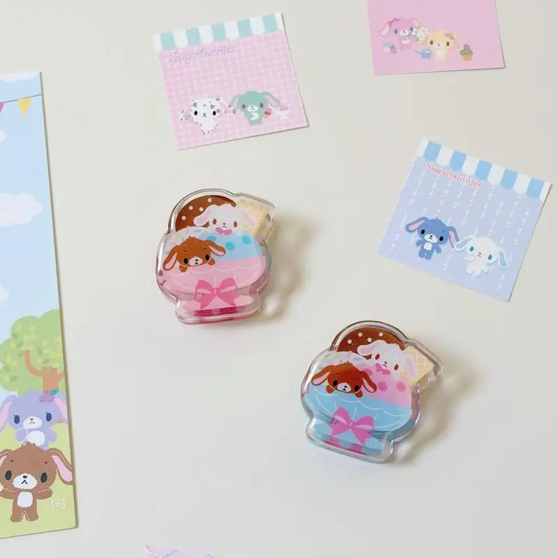 Kawaii Sugarbunnies Double Sided Pp Clip Japanese Anime Cartoon Rabbit Multi Functional Exam Paper Homework Clip Friend's Gift