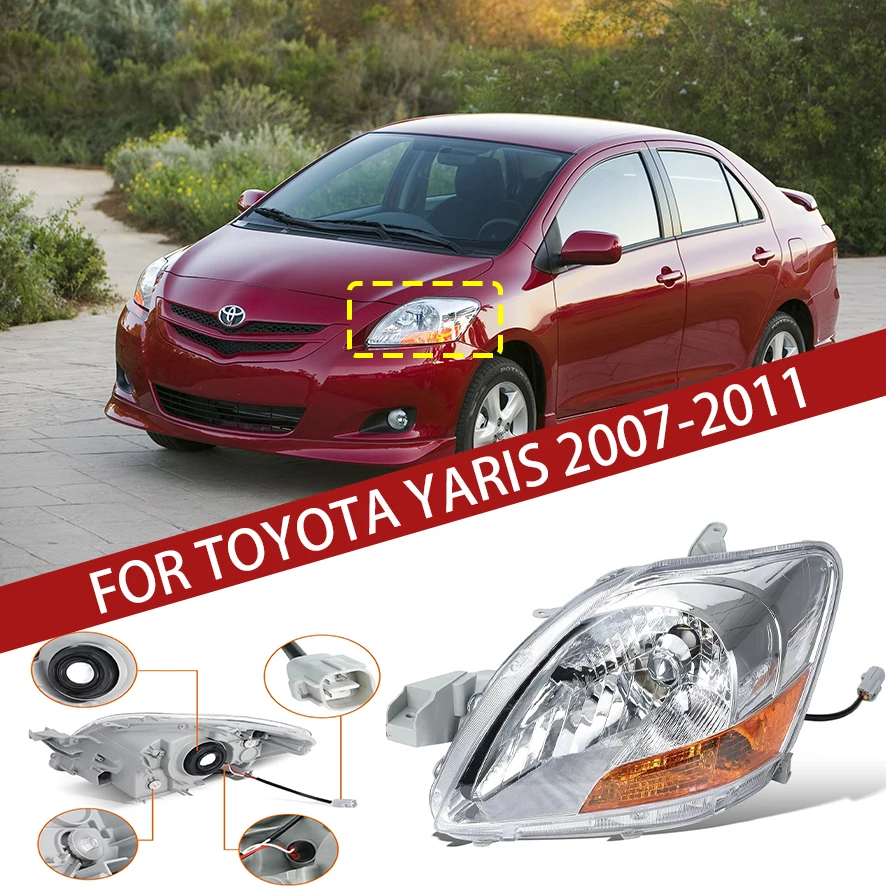 

Для Toyota Yaris Sedan 2007, 2008, 2009, 2010, 2011, передний бампер, фара, фара дальнего света, указатель поворота