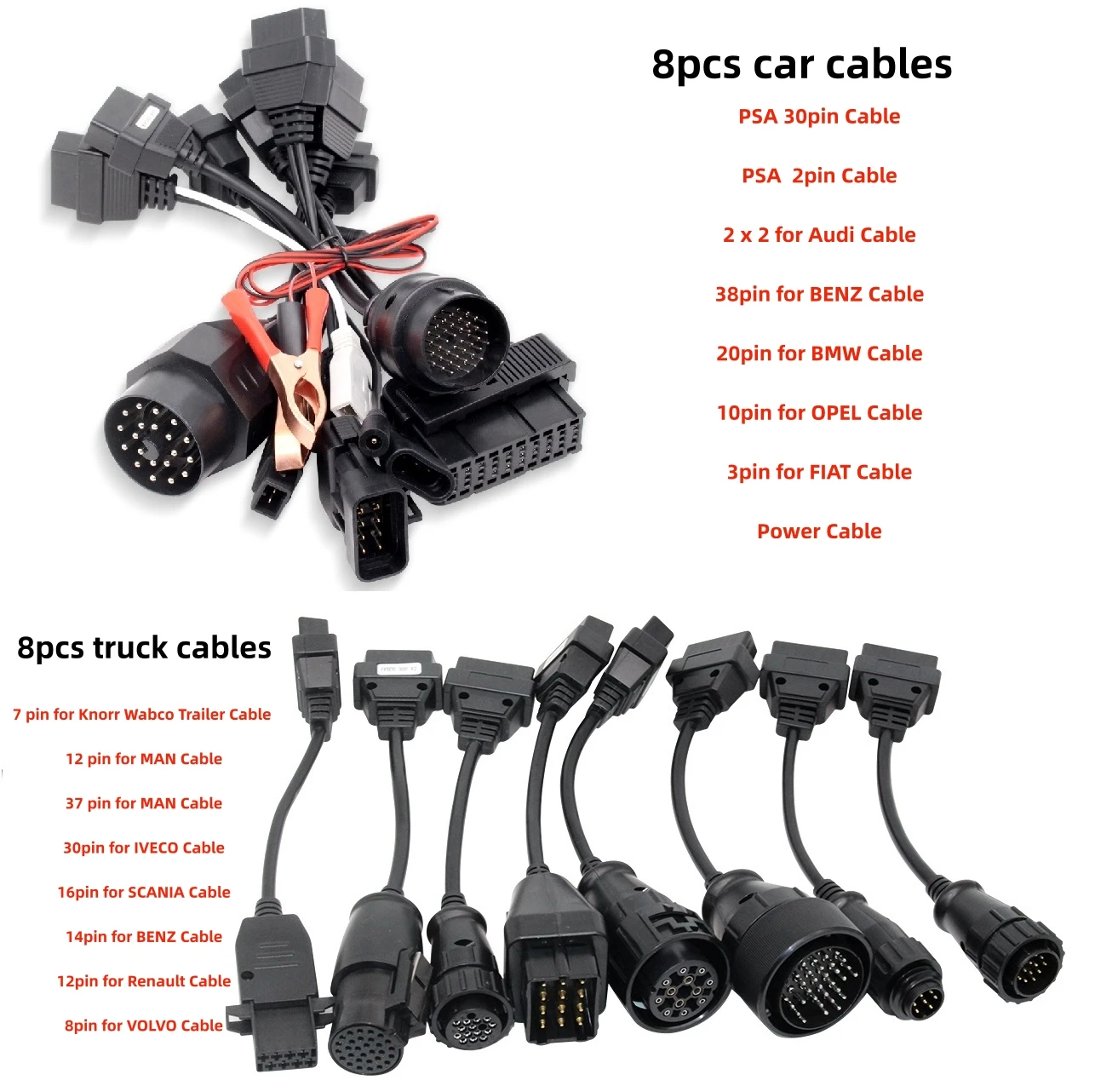 

8 шт. удлинительных кабелей TCS CDP Multidiag PRO для диагностических систем автомобилей и грузовиков, совместимых с Delphi DS150E и AutoComs