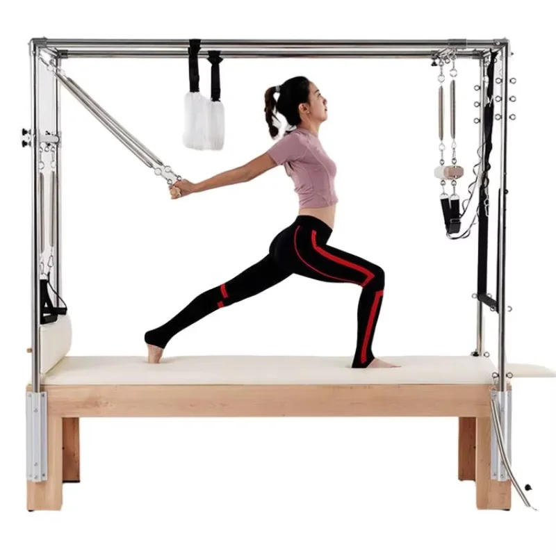 

Wholesale Professional Indoor Fitness Equipment Maple High Quality Reformer Cadillac Elevated Beds with Full Trapeze