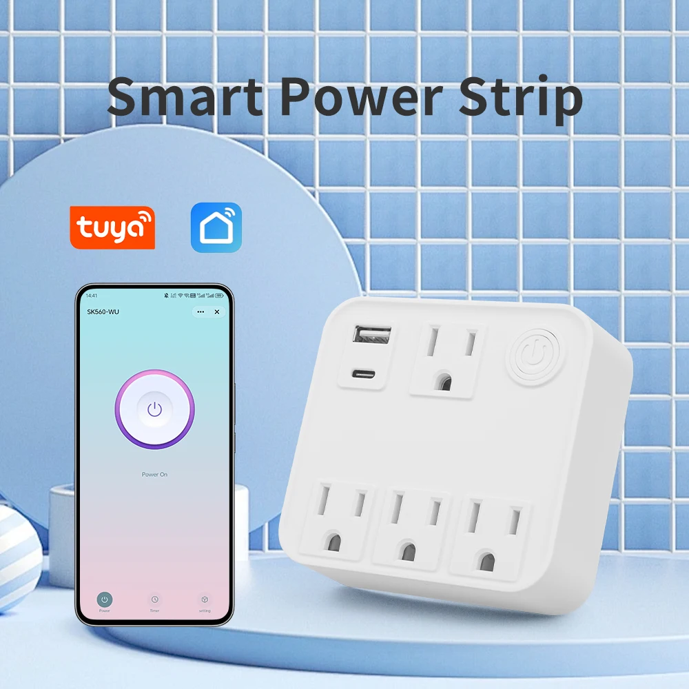 Tuya WiFi Smart Power Strip Energy-saving Metering High Capacity Multi-strip Smart Home Remote Control Support Alexa Google