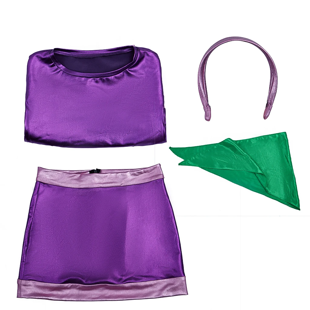 أزياء دافني بليك التأثيرية للنساء معرضة خطر دافني الأرجواني المحاصيل الأعلى والتنانير الصغيرة ملابس الهالوين دافني بليك للعب الأدوار #6