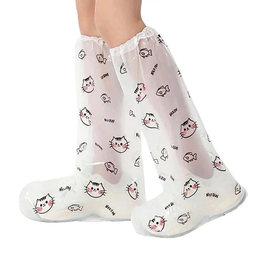 PE Waterproof Shoe Covers Waterproof Lucky Rabbit Print Rain Boot Covers Anti Slip Thickened Protective Overshoes Rainy Day