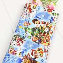 Merry Christmas Paw Patrol Fabric Sewing Material for Needlework, Home Textile,DIY Patchwork, Material by Half Yard, 100 Cotton