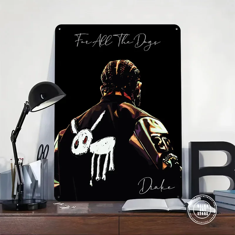 Drake - For All The Dogs Personalized 3D Textured Metal Poster Wall Art Tinplate Sign for Luxury Decoration Home Decor Ornaments