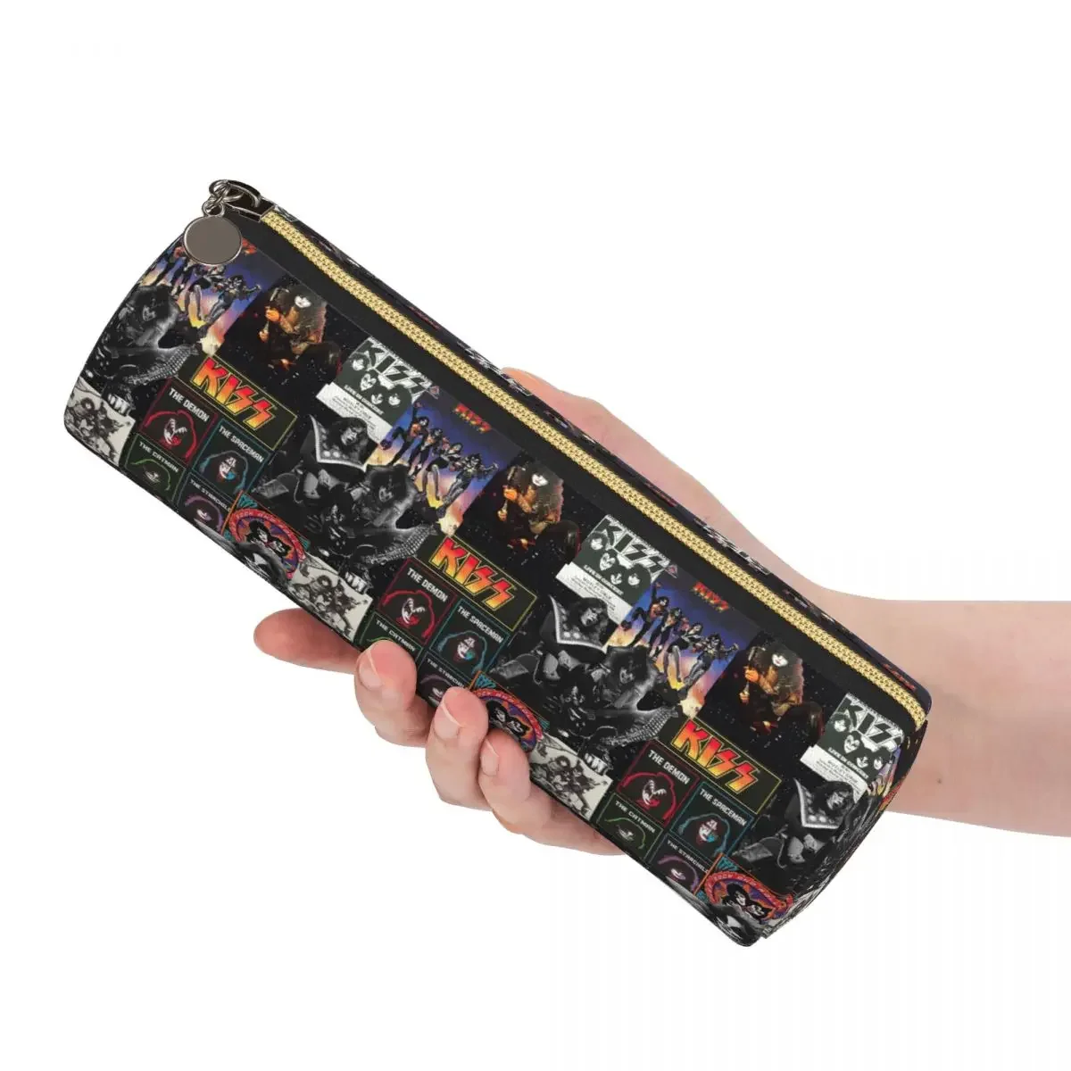 Heavy Metal Rock Music Band Kiss Pencil Case Pen Holder Cylinder Pen Box Pencil Bag for Students School