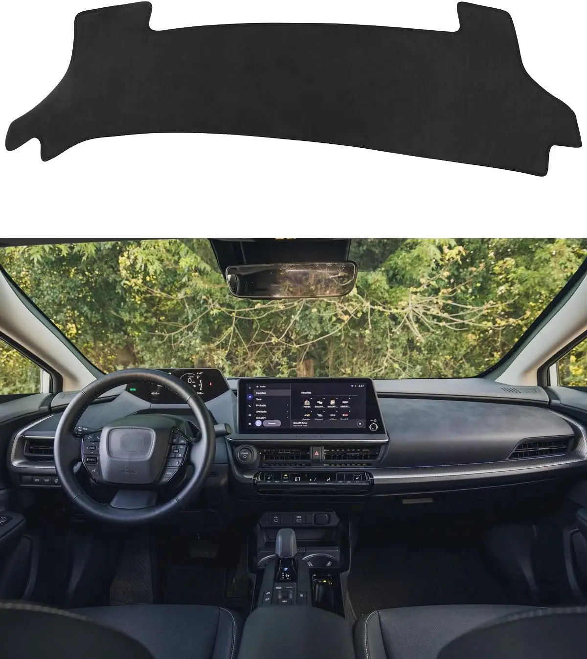 

Dash Cover Mat Compatible with Toyota Prius 2023 2024 2025 Accessories Black Flannel Interior Trim Car Dashboard UV Sun
