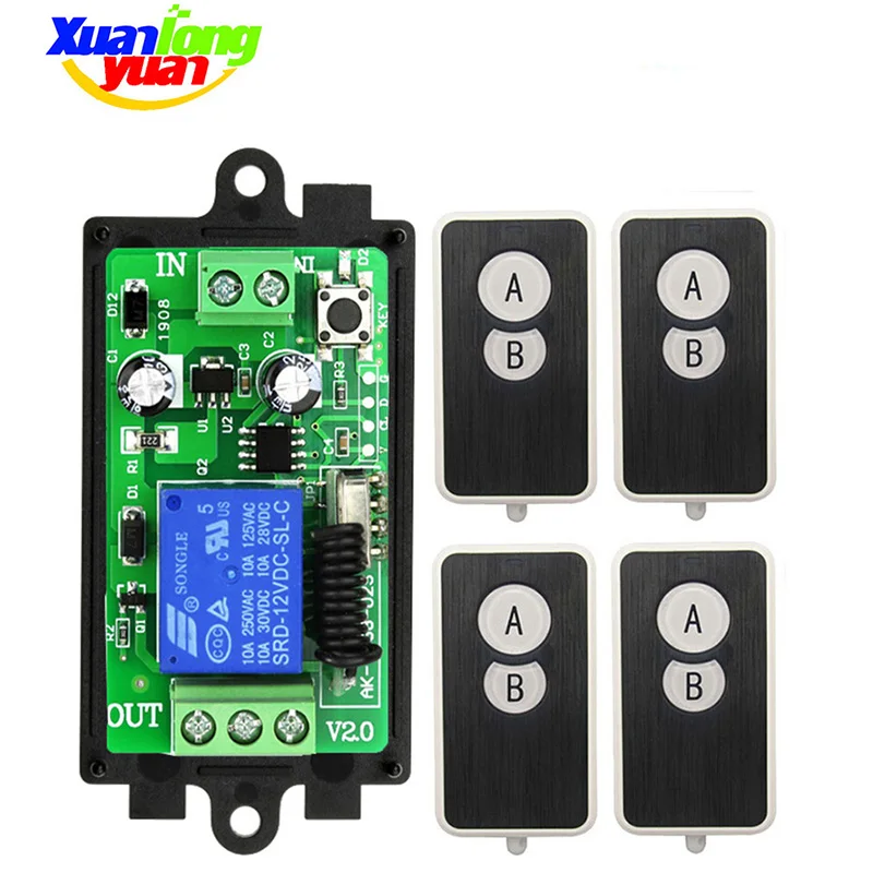 433Mhz Universal Wireless Remote Control Switch DC 12V 24V 1CH RF Relay radio controller Receiver Module +Transmitter For garage